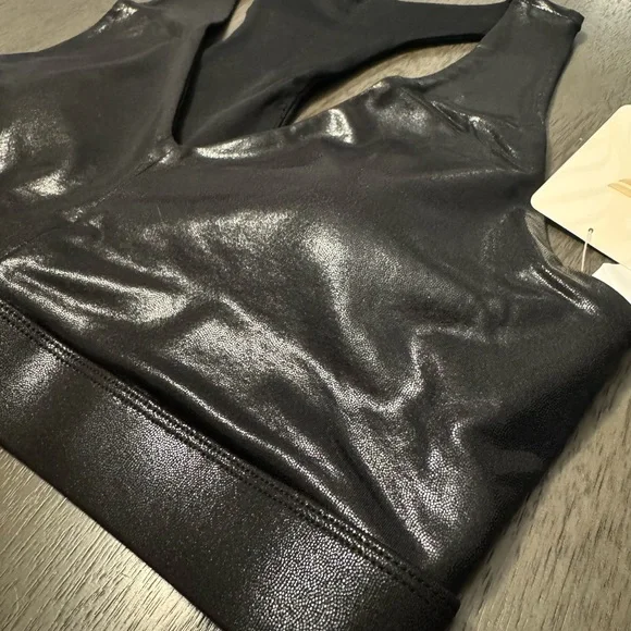 Fabletics Black Fog Foil Medium Impact Sports Bra | XL - Picture 2 of 10